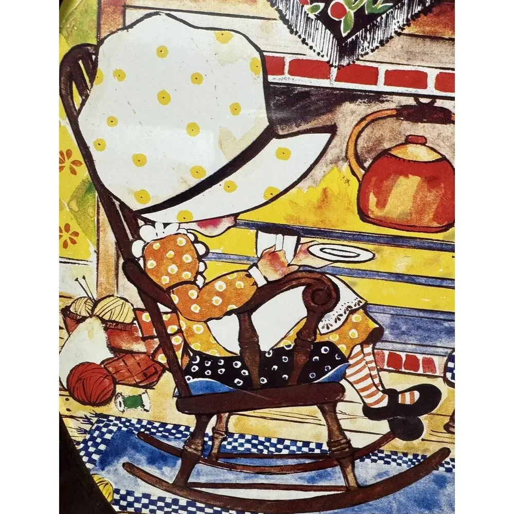 Vintage Holly Hobbie Metal Tray – Oval Wall Art – Farmhouse Country Style
